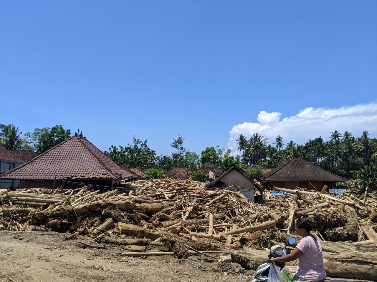 Rumah tertimbun kayu dari banjar bandang di Jembrana, 17 Okt 2022. Foto : Luh De Suriyani/Mongabay Indonesia