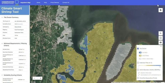 Conservation International Tangkapan layar Alat peta web interaktif yang sedang dikembangkan.