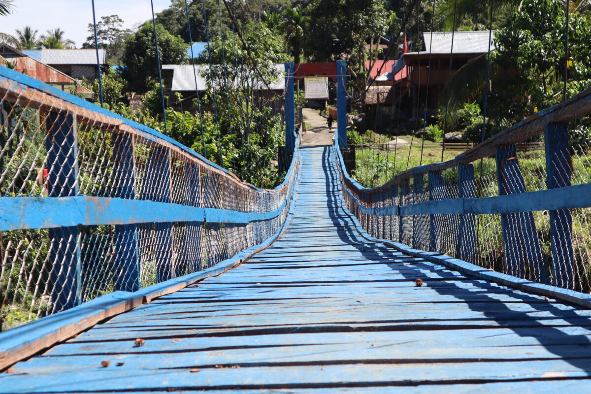 Jembatan gantung di Desa Moa, Kecamatan Kulawi Selatan, Kabupaten Sigi, Sulawesi Tengah. Foto: Sarjan Lahay/ Mongabay Indonesia